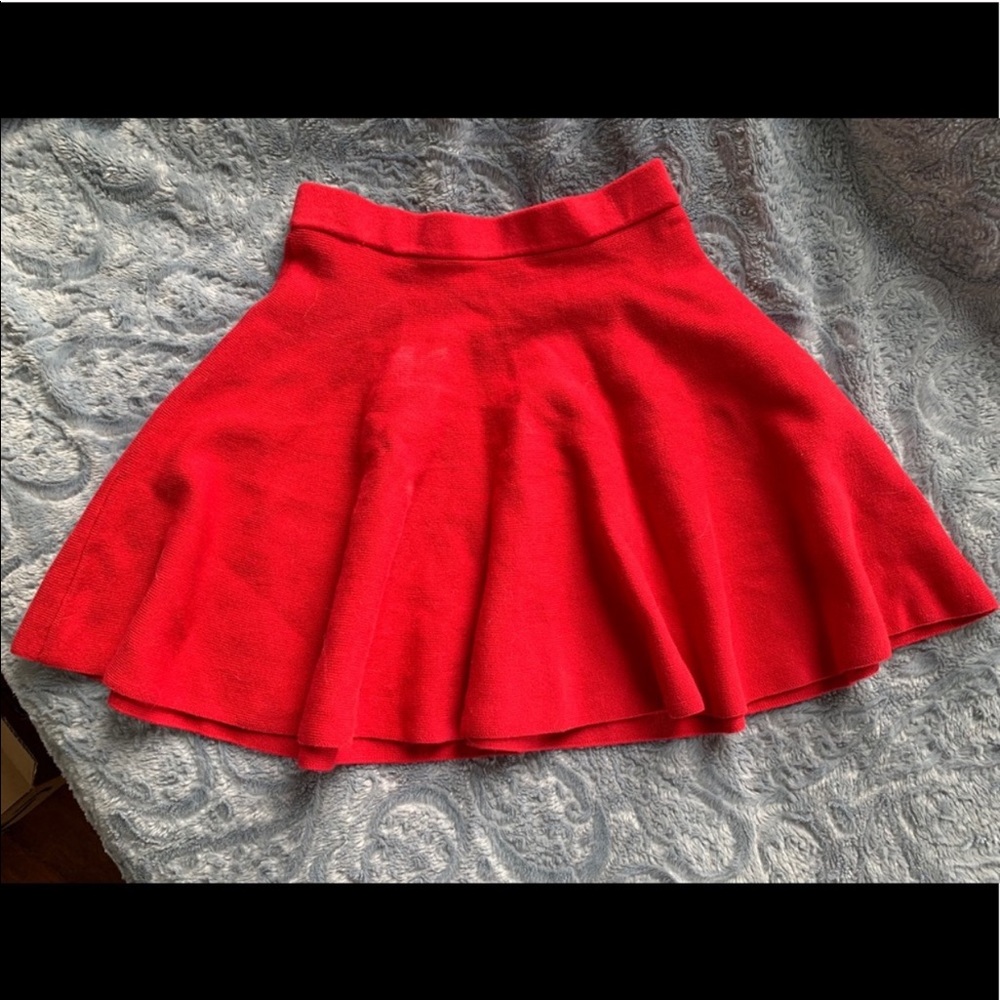 girls red knit skirt